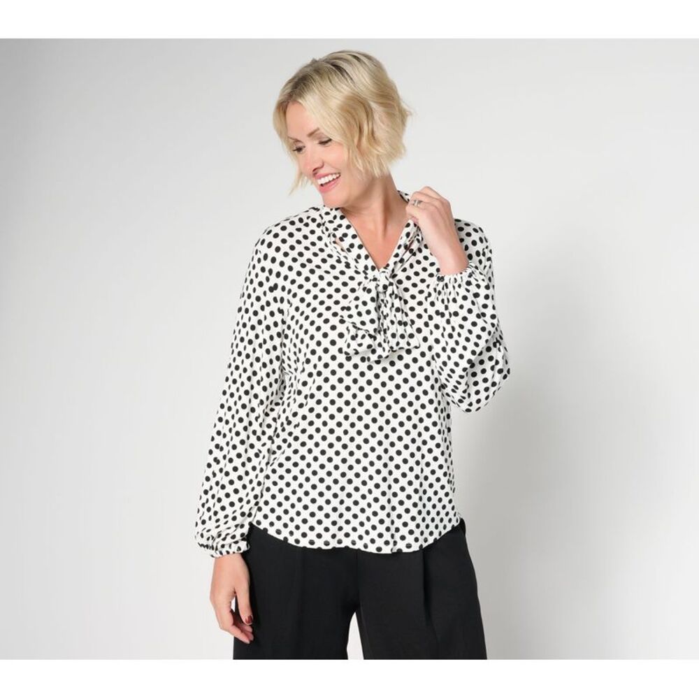 by Stacy London Women's Top Sz S Pull-Over Jersey Bow Multi-colored